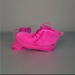 UGG Neumel Chukka Ankle Boot Samba Rock Rose Or TaffyPink Suede Faux Fur  Size 4